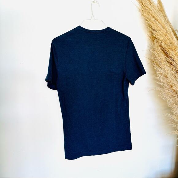 MENS H&M Navy Dark Blue Short Sleeve Classic VNeck Slim Fit Tee Shirt Top M - Picture 8 of 10
